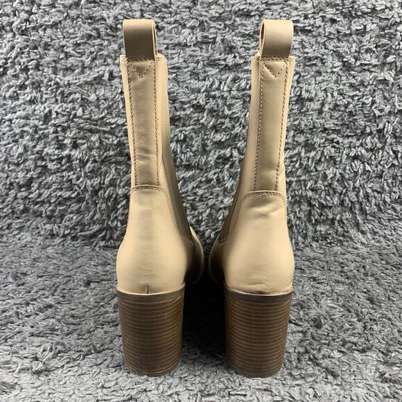 Seychelles Sweet Escape Boots Size 7.5 US Tan Stacked Block Heel Pull On Chelsea - Picture 2 of 8